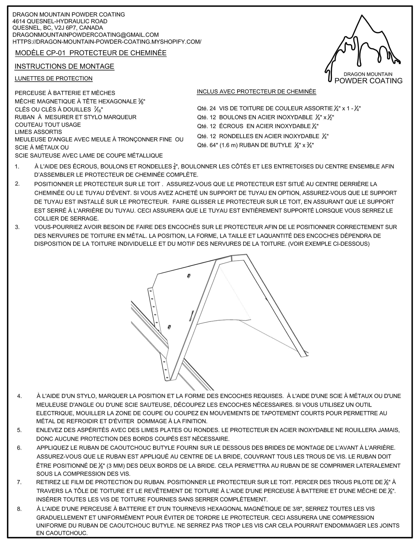 Protecteur de neige de cheminée (inoxydable) 