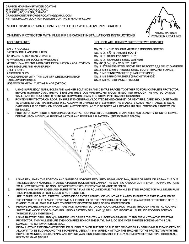 Chimney Snow Protector With Bracket (Stainless)