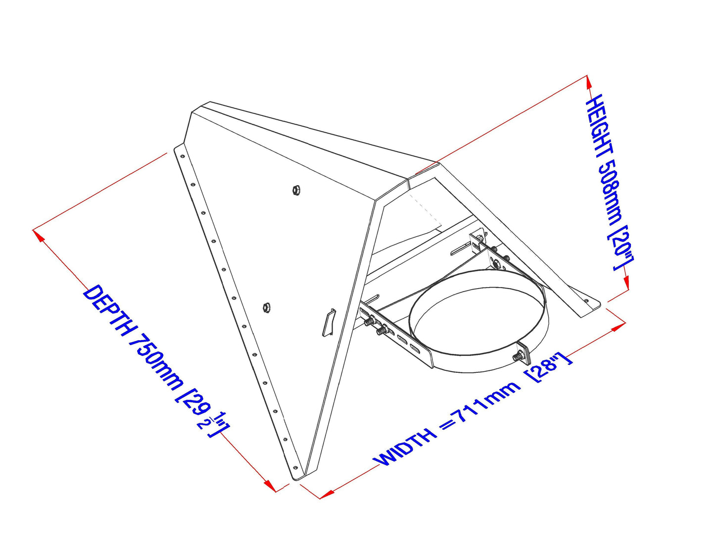 Chimney Snow Protector With Bracket (Light Blue)