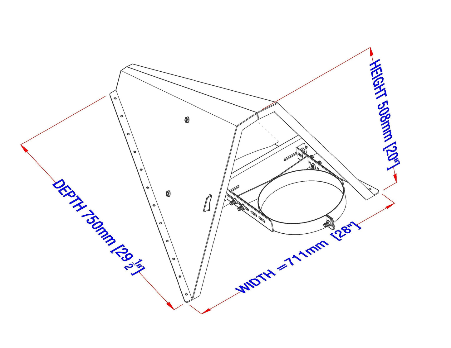 Chimney Snow Protector With Bracket (Black)